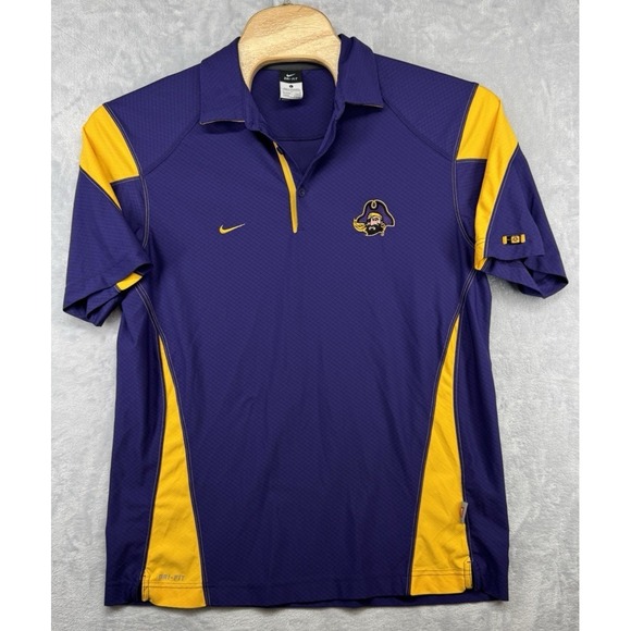 Nike Other - Vintage Nike Dri-Fit East Carolina Pirates Purple Yellow Polo Shirt Men's L EUC